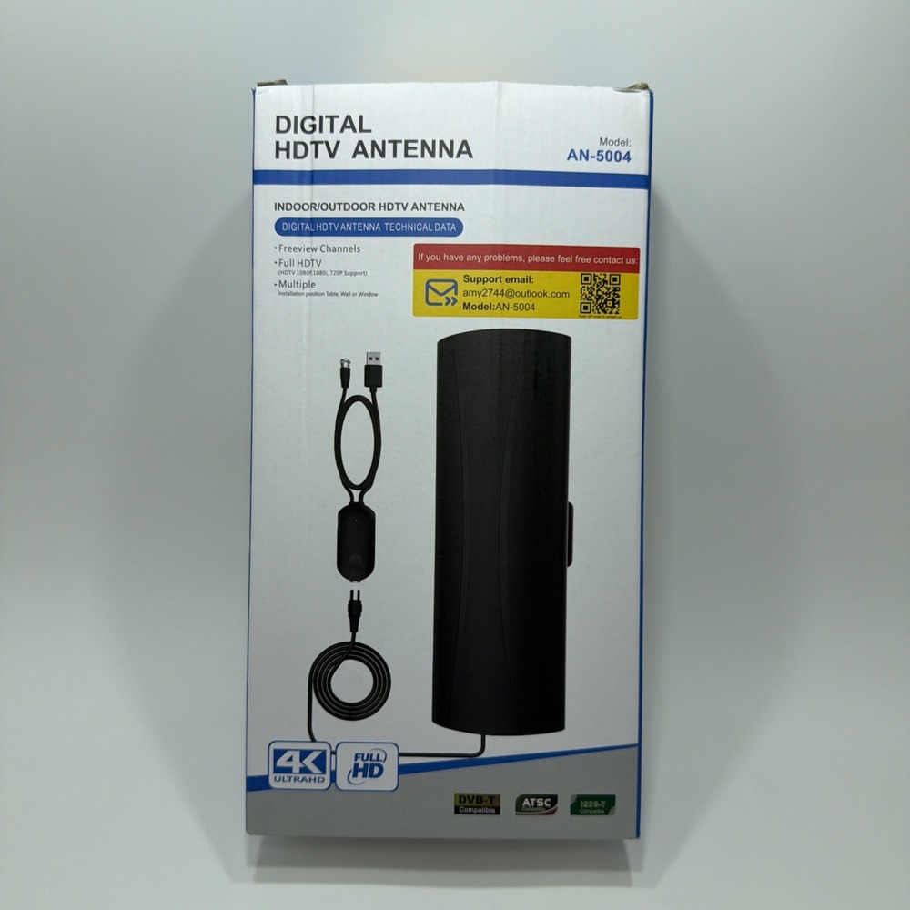 Digital HDTV Antenna Indoor Outdoor 4K UltraHD Smart TV AN-5004 Black
